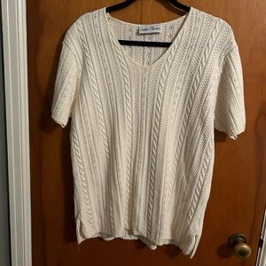 Vintage Cotton Forever Knit V-Neck Short Sleeve Sweater